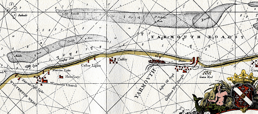 Yarmouth Sands Sea Chart by Greenvile Collins 1693