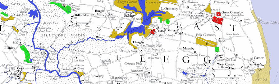 Acle to Yarmouth, William Faden, 1797, redrawn