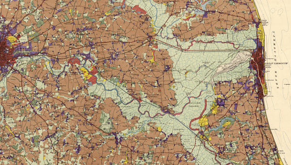 First Land Utilisation Survey Map, Norwich & Great Yarmouth, 1934