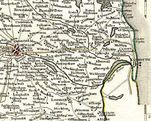Norwich to Yarmouth, John Cary, 1787