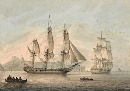 Ships of the Line off Dover, Samuel Atkins